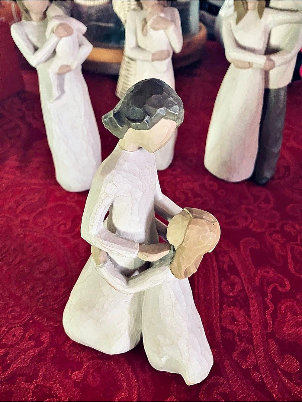Willow Tree Mother and Daughter Figurine Sculpture in White & Brown